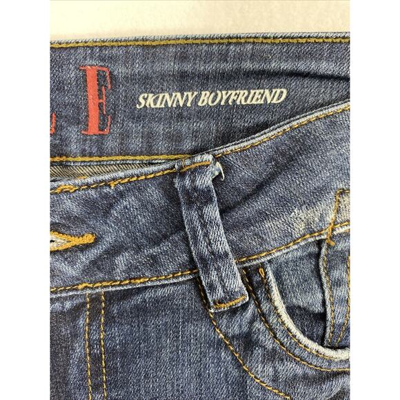 Elle Jeans Womens Size 10 Skinny Boyfriend Distress Dark Wash Denim Casual - Picture 4 of 14